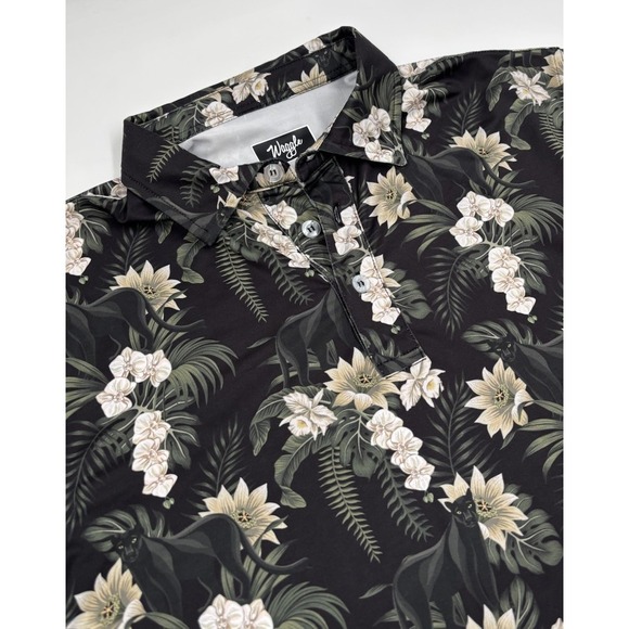 Waggle Men's M Polyester Black Panther Short Sleeve Polo - Picture 1 of 5
